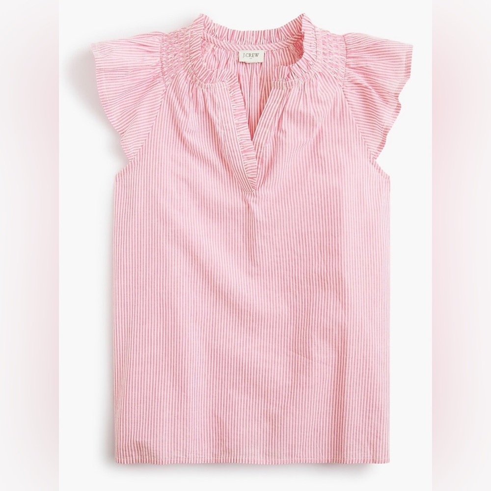 J. Crew Factory Striped flutter sleeve top in Pink. XS. Pink & white striped top